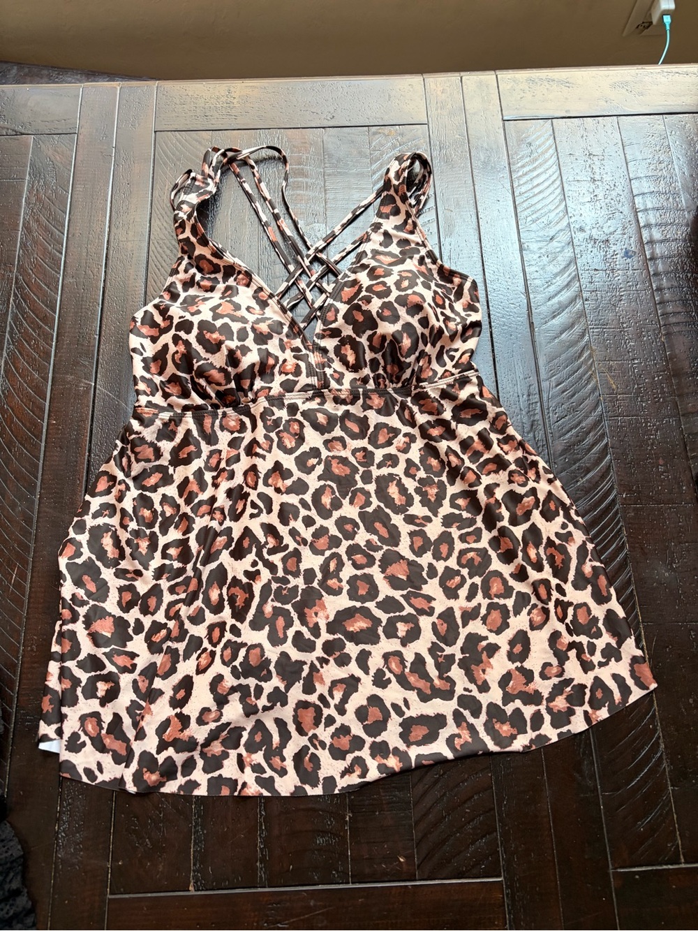 Younique Leopard-Print Strappy Chemise in Brown and Pink